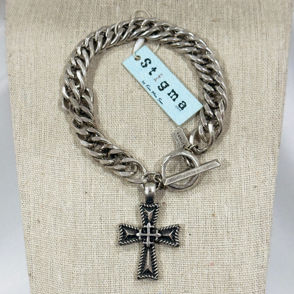 Men’s Stainless Steel Bracelet with Cross